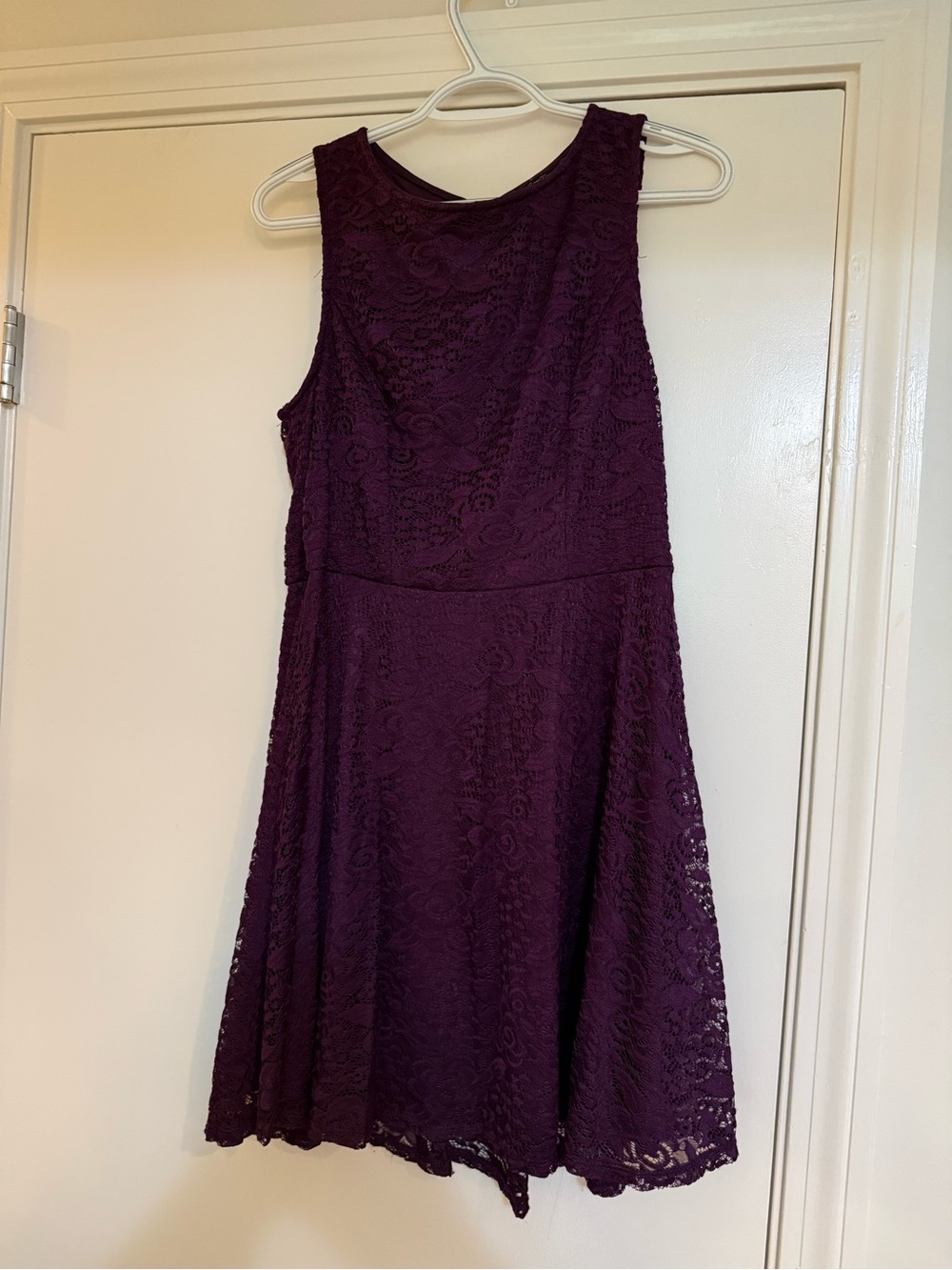 City Triangles Sleeveless Lace Mini Dress in Plum